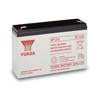 Yuasa VRLA AGM Sealed Lead Acid Battery 6 V 12 Ah Faston Terminals 50mm x 97.5mm NP12-6L