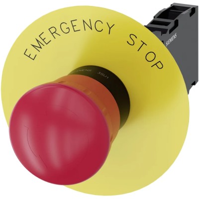 Siemens SIRIUS ACT Emergency Stop Push Button Panel Mount 22mm Cutout SPDT IP67 IP66 IP69 3SU1100-1HB20-1FG0