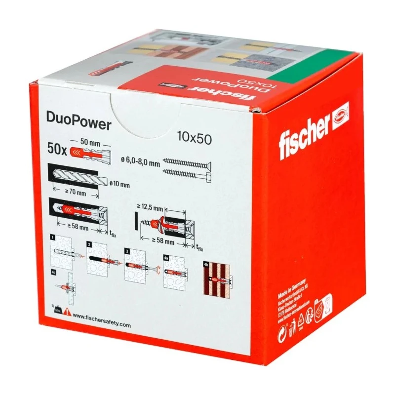 Fischer Fixings Nylon Screw Anchor 50 mm Length 10 mm Drill Diameter 535456