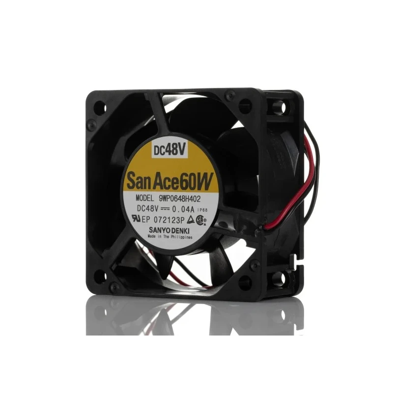 Sanyo Denki Axial Fan 48V dc 1.92W 18.7cfm IP68 Ball Bearing 60x60x25mm 9WP0648H402