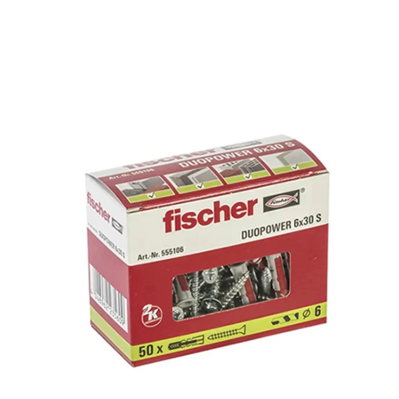 Fischer Fixings Screw Anchor Thread Size 4.5 x 40 mm, Length 30 mm, Drill Diameter 6 mm, Maximum Fixing Thickness 5 mm 535459