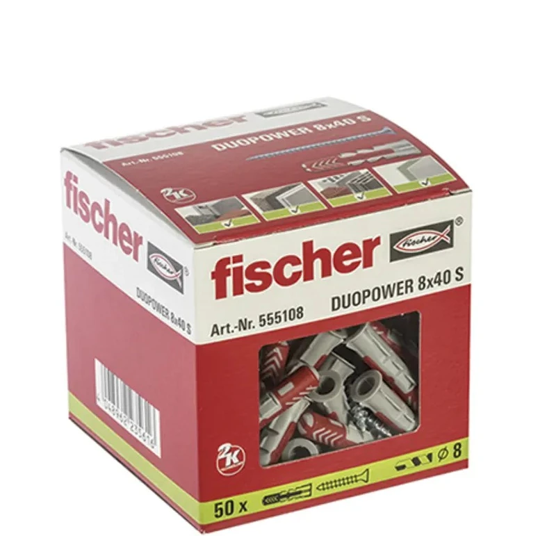 Fischer Fixings Screw Anchor Wall Plug Thread Size 8 x 40 mm Length 40mm Drill Diameter 8 mm Maximum Fixing Thickness 535460