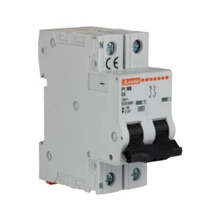 Lovato Electric Modulo Miniature Circuit Breaker, 1-Pole, 4A Current Rating, Type C Tripping, 230V AC, 60V DC, 6 kA P1MB