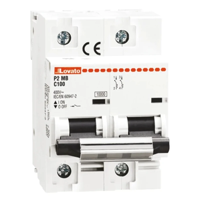 Lovato Electric Modulo P2MB Miniature Circuit Breaker, 2-Pole, 80A, Type C, 400V AC, 60V DC, 10 kA Breaking Capacity 