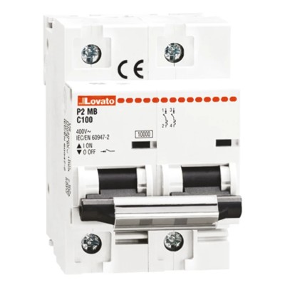 Lovato Electric Modulo Miniature Circuit Breaker, 2-Pole, 125A, Type C Characteristic, 400V AC, 60V DC, 10 kA Breaking P2MB