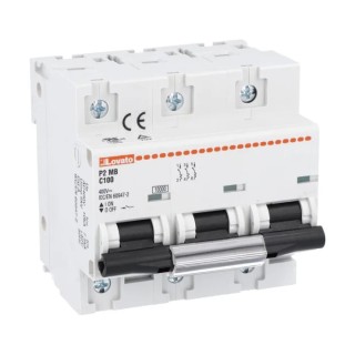 Lovato Electric Modulo Miniature Circuit Breaker, 3-Pole, 100A, Type C, 400V AC, 60V DC, 10 kA Breaking Capacity P2MB