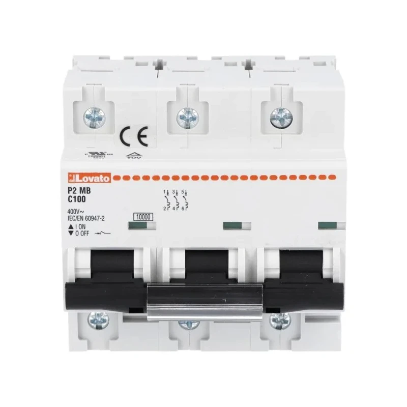 Lovato Electric Modulo Miniature Circuit Breaker, 3-Pole, 100A, Type C, 400V AC, 60V DC, 10 kA Breaking Capacity P2MB