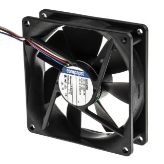 ebm-papst 3400 N Series Ball Bearing DC Axial Fan 12V DC 2.9W 102 m³/h IP68 92 mm