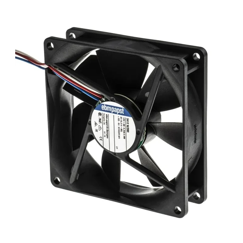 ebm-papst 3400 N Series Ball Bearing DC Axial Fan 12V DC 2.9W 102 m³/h IP68 92 mm 
