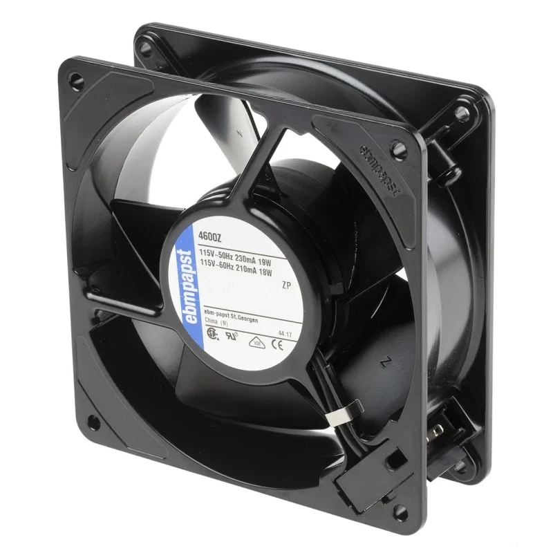 ebm-papst 4000 Z Series Compact AC Axial Fan 115V AC, 18W Power, 180 m³/h Air Flow, IP20 Protection, 119x119x38 mm IP20
