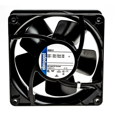 ebm-papst 4000 Series Compact AC Axial Fan, 230V AC, 19 W, 160 m³/h, IP20, 119x119x38 mm, Sleeve Bearing 