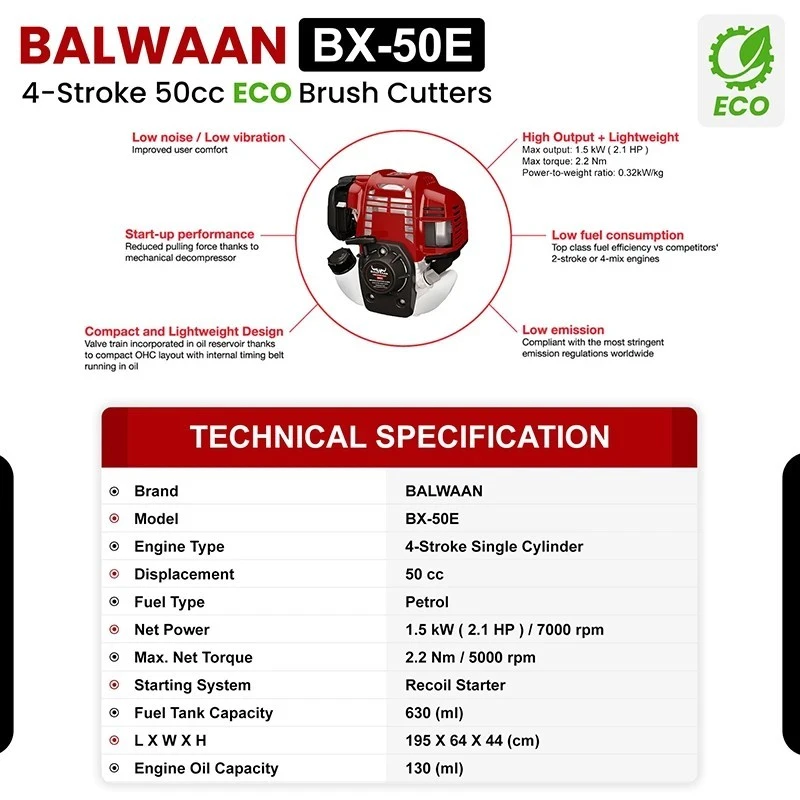 Buy Balwaan BX-50E Side Pack Grass Cutter 50cc at Best Prices