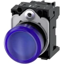 Siemens Panel Mount Blue LED Indicator, Round, 22 mm Cutout, 230V AC, IP67/IP20/IP66/IP69 Protection 3SU1106-6AA50-1AA0