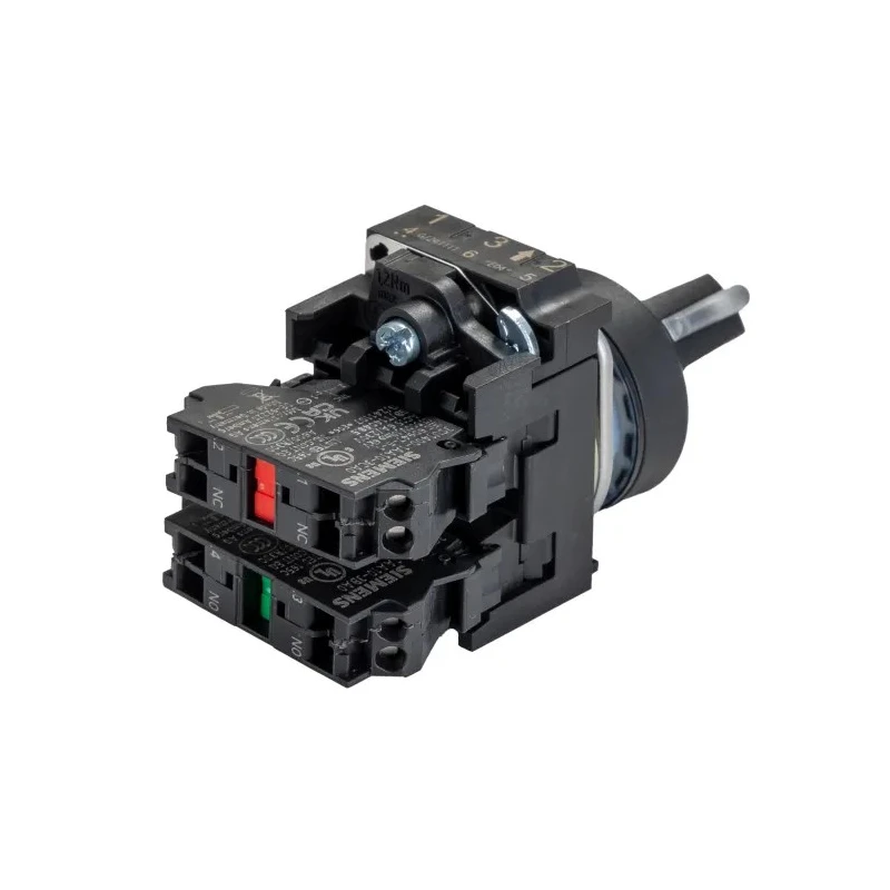 Siemens Illuminated Short Black Handle Selector Switch 2 Positions SPDT 22mm Cutout Diameter 3SU1100-2BF60-3MA0