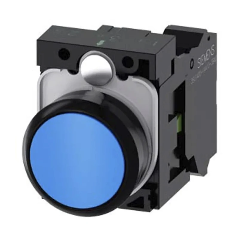 Siemens SIRIUS ACT 3SU11 Series Push Button Switch, Momentary, Front Mount, Blue Round Actuator, 22 mm 3SU1100-0AB50-3BA0