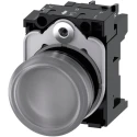 Siemens Panel Mount Clear LED Indicator, SIRIUS ACT, 22 mm Cutout, Round, 110V AC, IP67, IP20, IP69, IP66 3SU1103-6AA70-1AA0