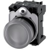 Siemens Panel Mount Clear LED Indicator, SIRIUS ACT, 22 mm Cutout, Round, 110V AC, IP67, IP20, IP69, IP66 3SU1103-6AA70-1AA0