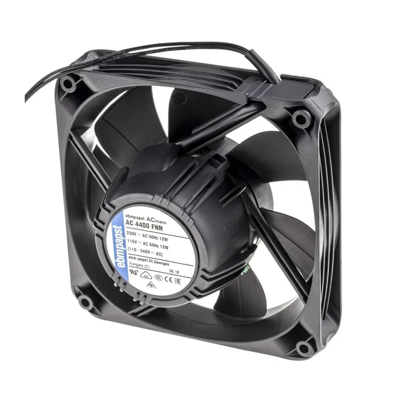 ebm-papst AC 4400 FN Series Compact Axial Fan 265V AC, 12 W, 205 m³/h, Ball Bearing, 119 x 119 x 25.4 mm AC4400FNN