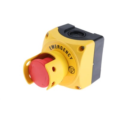 Lovato Electric S1P Series Twist Release Emergency Stop Push Button Surface Mount 22.3 mm Cutout 1 NC IP66 IP67 IP69K S1PY91S