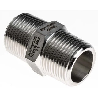RS PRO Stainless Steel Pipe Fitting Straight Hexagon Nipple Male 1 in x Male 1 in 826-7065