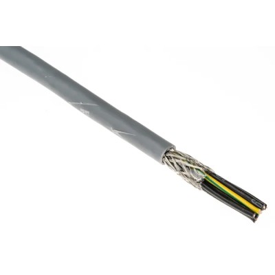 RS PRO Control Cable 7 Cores 0.5mm² 20 AWG Screened Stranded Grey PVC Sheath 50m 827-4167