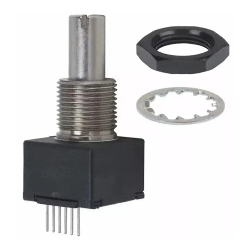 Bourns EM14 Series 14 mm Rotary Optical Encoder, 5V DC, 32 PPR, HCMOS TTL Signal, Slotted Shaft, 6 mm, Panel Mount 
