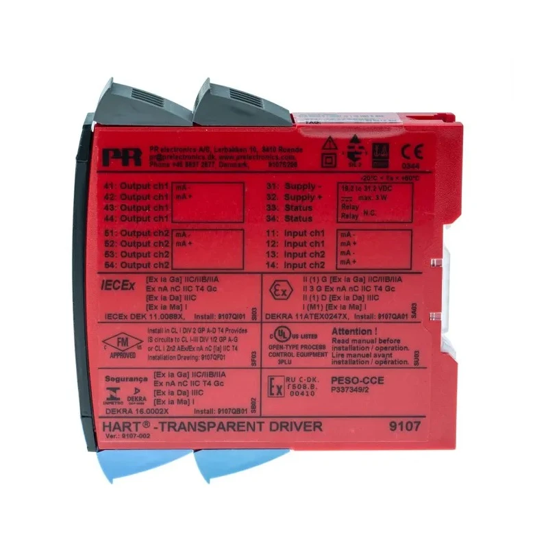 PR Electronics 9100 Series HART Transparent Driver Current Input Relay Current Output 19.2V dc 31.2V dc Supply 9107BB