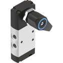 Festo Twist Selector Pneumatic Manual Control Valve, Aluminium Alloy Body, G 1/8 Port, 5/2 Valve Function VHEF-ES-M52-M-G18