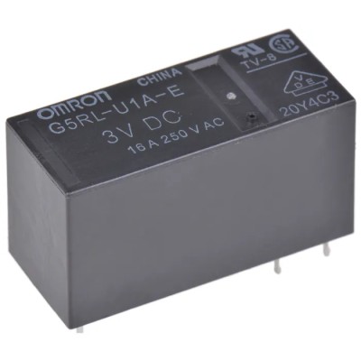 Omron Power Relay PCB Mount, 3V DC Coil, 16A Switching Current, SPST Contact, Low Profile G5RL-U1A-E DC3