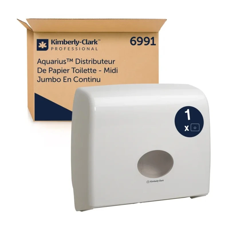 Aquarius White Plastic Toilet Roll Dispenser 445 mm x 129 mm x 380 mm 6991