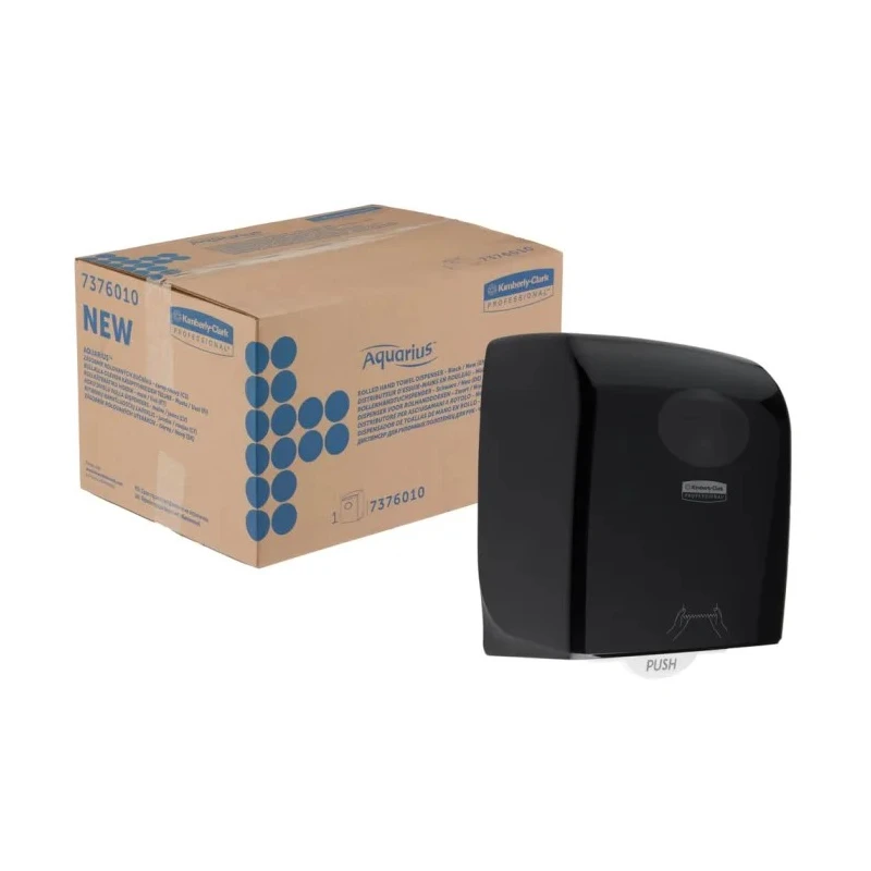 Aquarius Plastic Black Wall Rolled Hand Towel Paper Towel Dispenser 297 mm x 307 mm x 243 mm 7376