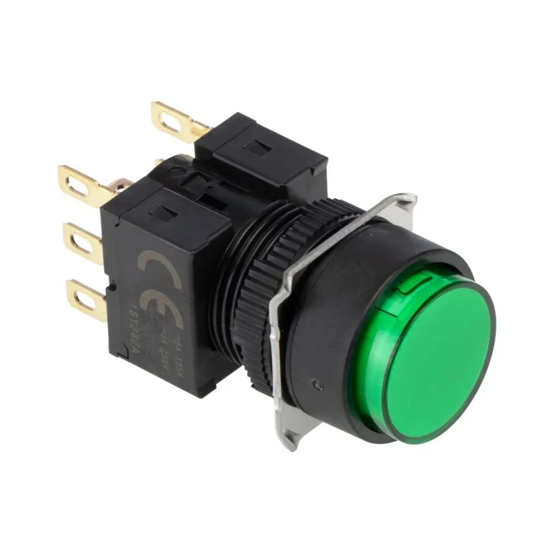 Omron A16 Series Momentary Panel Mount Push Button Switch, DPDT, 19 mm Cutout, IP66, 30V DC 250V AC A165-TGM-2