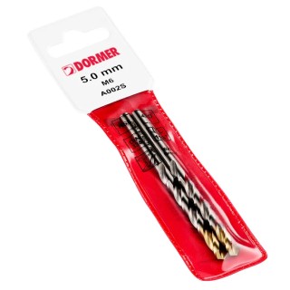Dormer High Speed Steel Tin 4mm Drill Bit, 75mm Overall Length, 4 Flutes, Titanium Nitride Coated A002S4.0