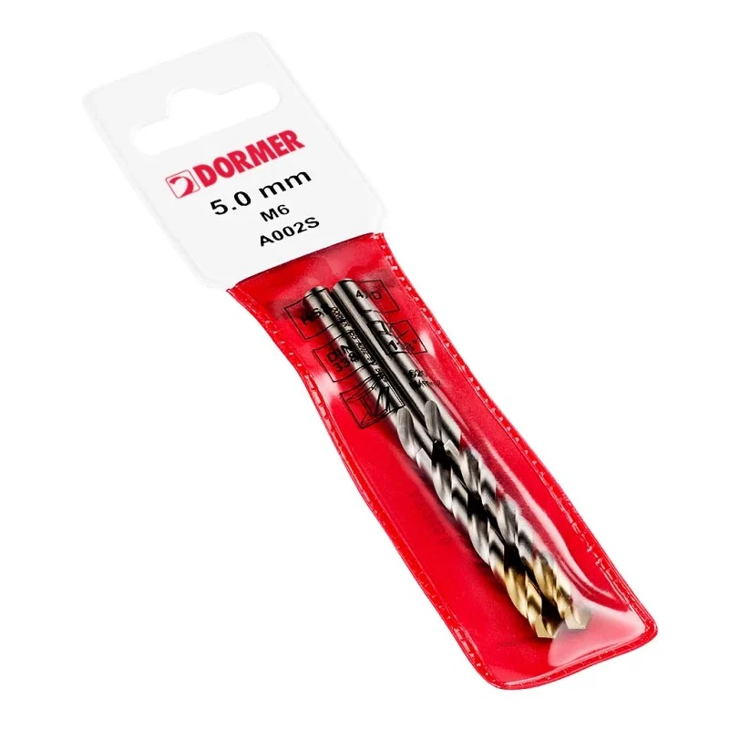 Dormer High Speed Steel Tin 4mm Drill Bit, 75mm Overall Length, 4 Flutes, Titanium Nitride Coated A002S4.0