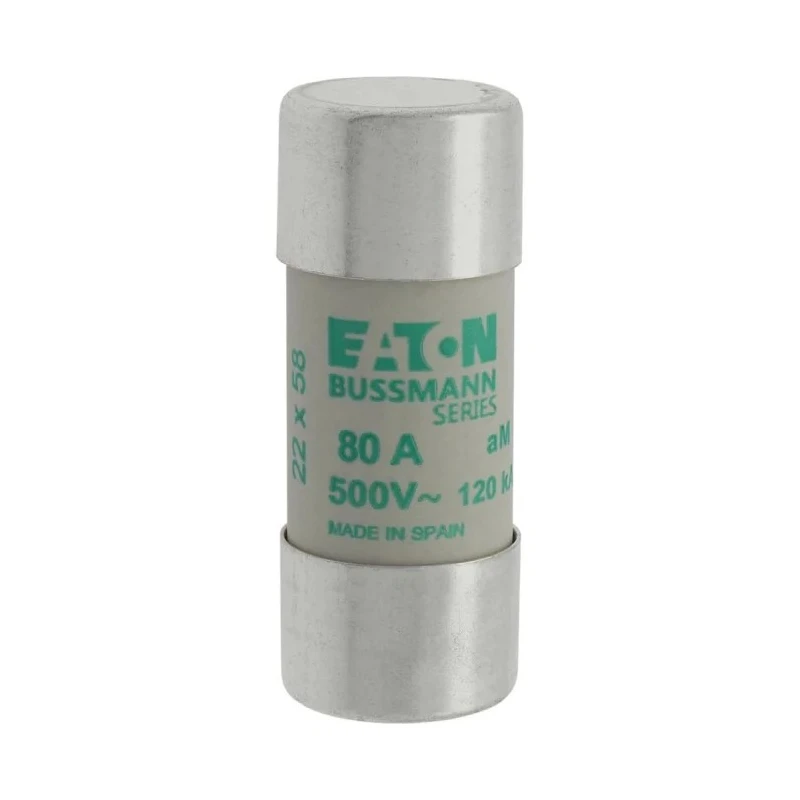 Eaton 80A AM Ceramic Cartridge Fuse, 22 x 58 mm, 500V AC, aM Fuse Characteristic C22M80