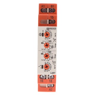 Broyce Control Multi-function DIN Rail Timer Relay 1-Contact SPDT 230 V DC/AC 24 V AC 0.1 s to 100 h LART 12-230V AC/DC