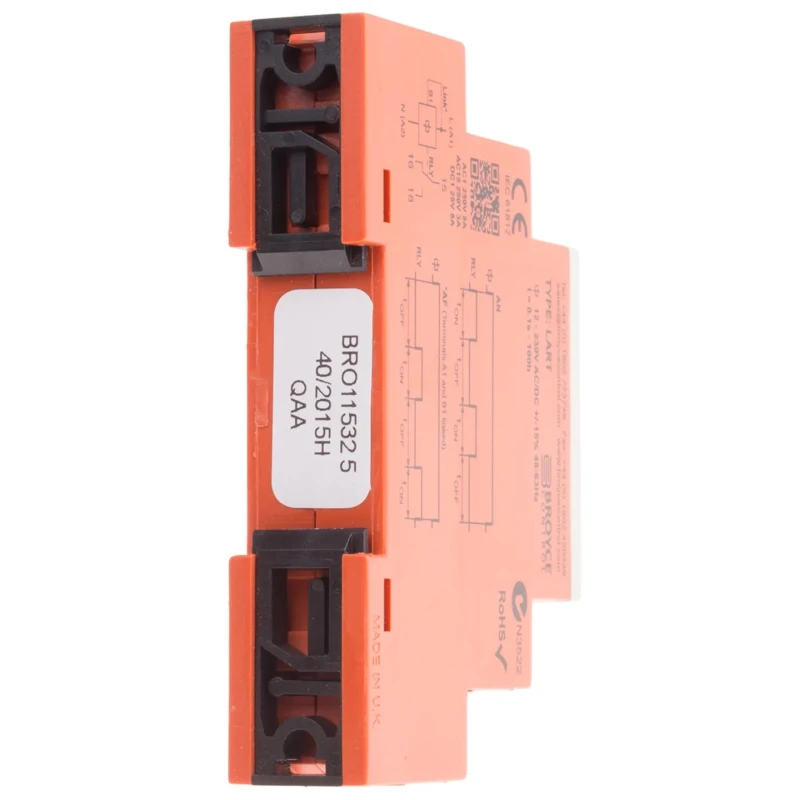 Broyce Control Multi-function DIN Rail Timer Relay 1-Contact SPDT 230 V DC/AC 24 V AC 0.1 s to 100 h LART 12-230V AC/DC