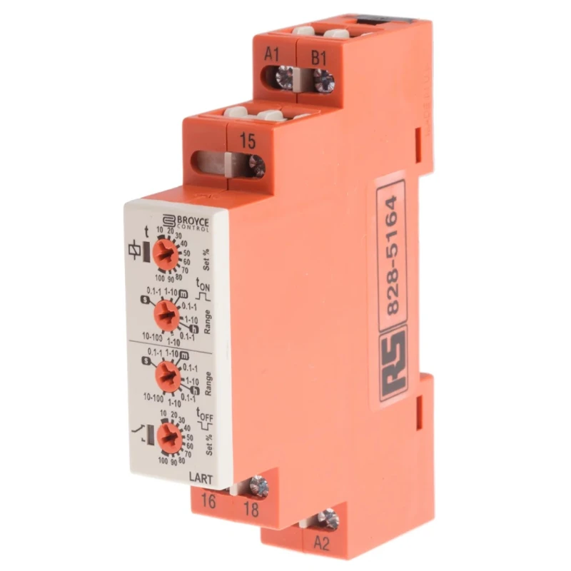 Broyce Control Multi-function DIN Rail Timer Relay 1-Contact SPDT 230 V DC/AC 24 V AC 0.1 s to 100 h LART 12-230V AC/DC