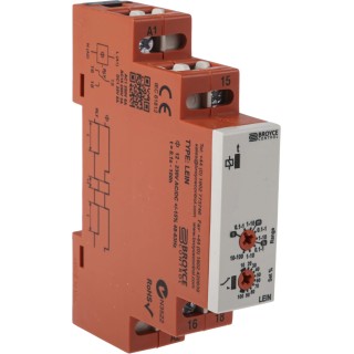 Broyce Control LEIN Series DIN Rail Timer Relay 1-Contact 230 V dc 12V ac 230 V ac 0.1 s to 100 h SPDT LEIN 12-230V AC/DC