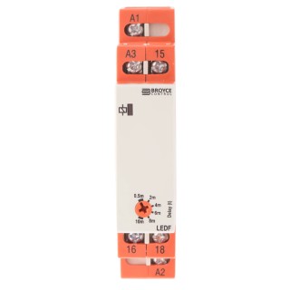 Broyce Control LEDF Series DIN Rail Timer Relay, 1-Contact, SPDT, 24 V dc / 110 V ac / 24 LEDF 24VAC/DC/110VAC. 0.5-10 Mins