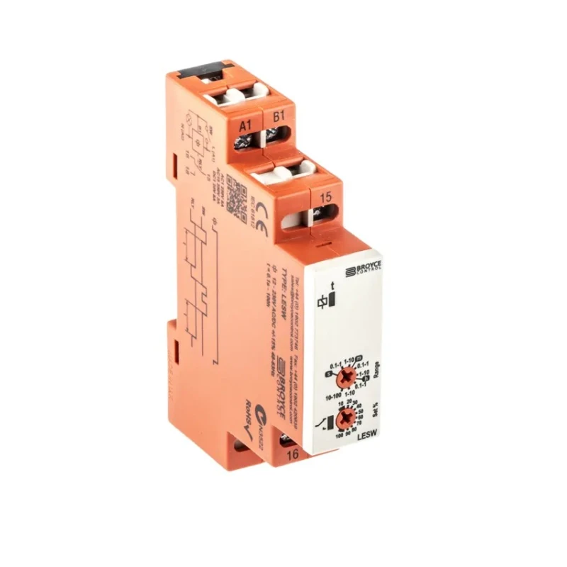 Broyce Control LESW Series DIN Rail Timer Relay, 1-Contact, 230 V DC 12 V AC, 230 V AC, 0.1 s to 100 h LESW 12-230V AC/DC