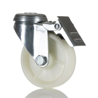 RS PRO Swivel Castor with 75 mm Polypropylene Wheel, 70 kg Load Capacity, Plain Bearing, Brakes, Overall Height 100 828-6322