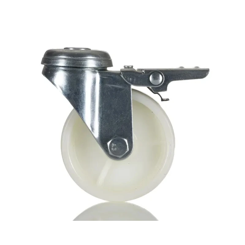 RS PRO Swivel Castor with 75 mm Polypropylene Wheel, 70 kg Load Capacity, Plain Bearing, Brakes, Overall Height 100 828-6322