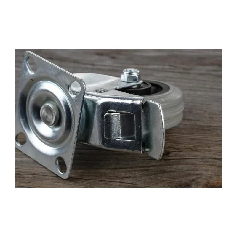 RS PRO Swivel Castor with 70 kg Load Capacity, 75 mm Rubber Wheel, Pressed Steel Frame, Brake Included 828-6303