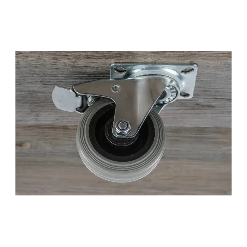 RS PRO Swivel Castor with 70 kg Load Capacity, 75 mm Rubber Wheel, Pressed Steel Frame, Brake Included 828-6303