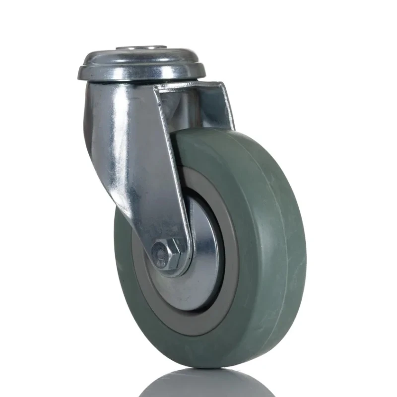 RS PRO Medium Duty Swivel Castor with Rubber Wheel 100 mm Diameter, 80 kg Load Capacity 828-6347