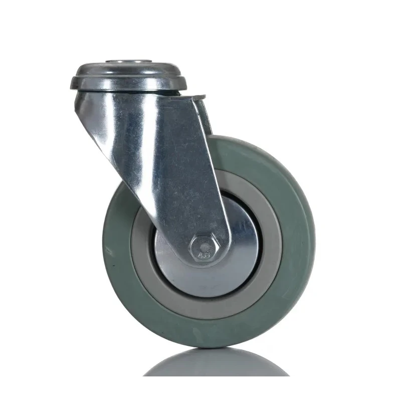 RS PRO Medium Duty Swivel Castor with Rubber Wheel 100 mm Diameter, 80 kg Load Capacity 828-6347