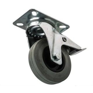 RS PRO Braked Swivel Castor, 70 kg Capacity, 100 mm Wheel Diameter, Rubber Tyres, Nylon Hub Roller Bearing 828-6306