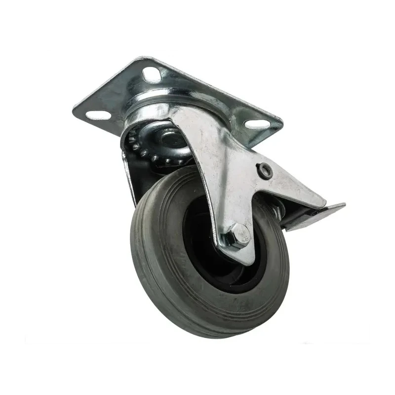 RS PRO Braked Swivel Castor, 70 kg Capacity, 100 mm Wheel Diameter, Rubber Tyres, Nylon Hub Roller Bearing 828-6306