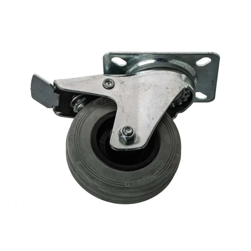 RS PRO Braked Swivel Castor, 70 kg Capacity, 100 mm Wheel Diameter, Rubber Tyres, Nylon Hub Roller Bearing 828-6306